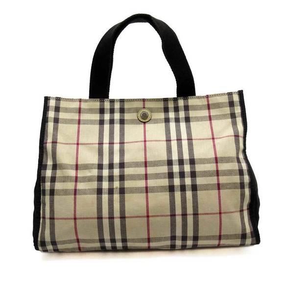Burberry Handbags - Burberry Nova Check Canvas Tote Bag Beige Black